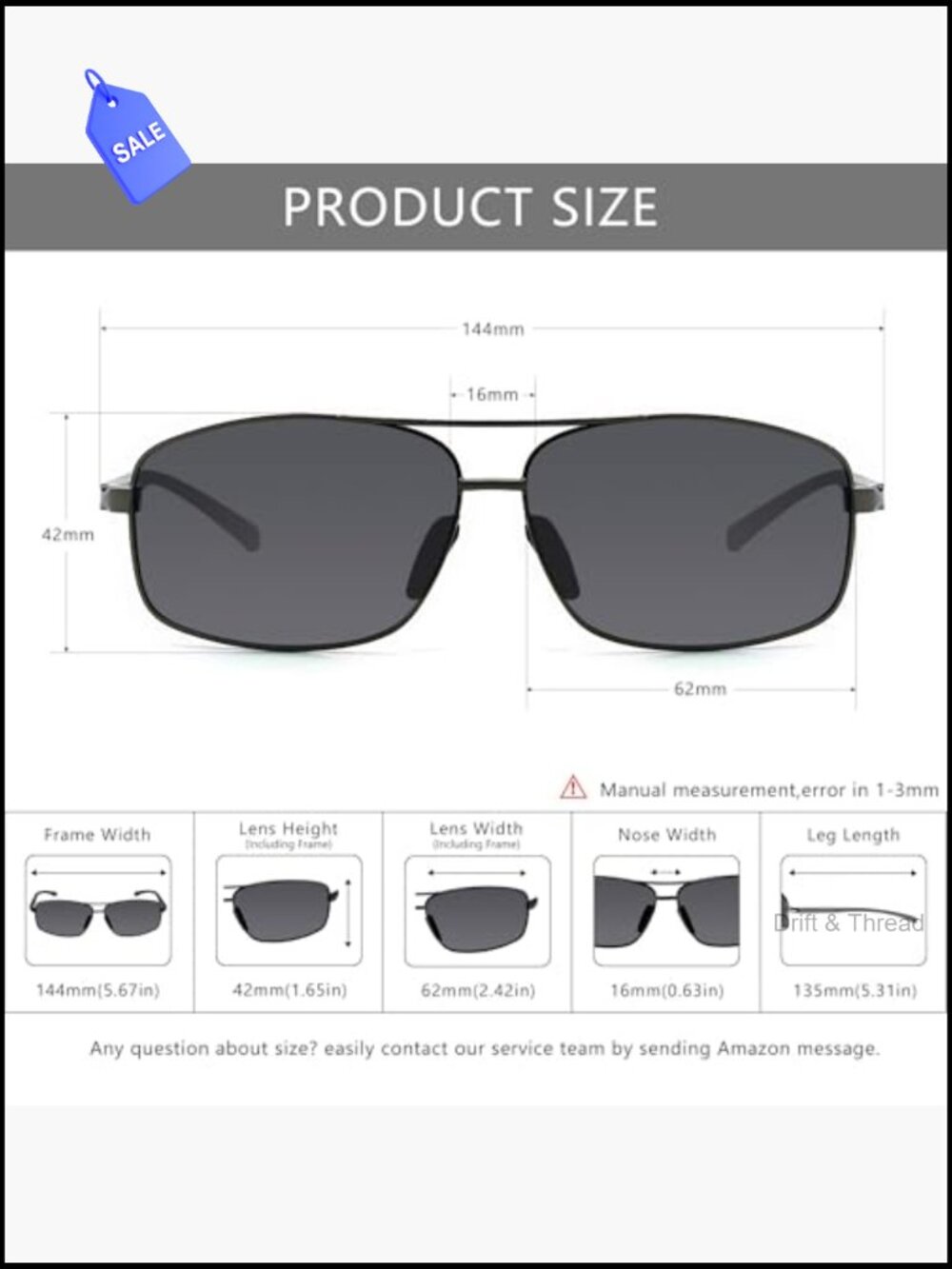 Ultra Lightweight Rectangular Polarized Sunglasses UV400 Protection for Men - Picture 5 of 7